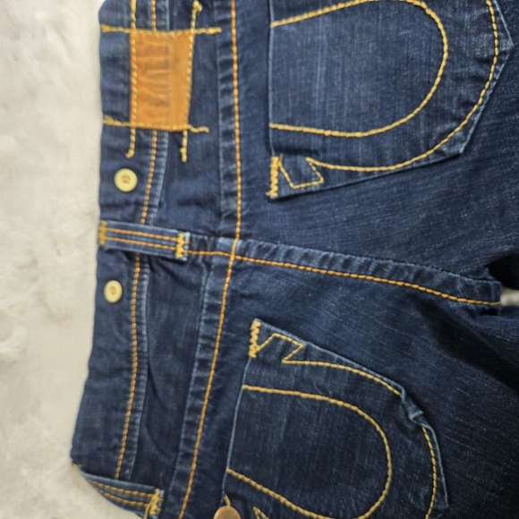 True Religion Vintage Women's Dark Blue Jeans with Suspenders Buttons Size 27 - Picture 15 of 16